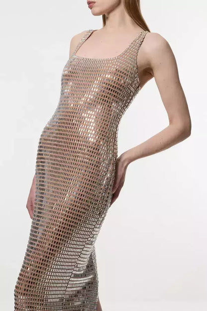 Brown Crystal-Embellished Stretch Gown - Dresses