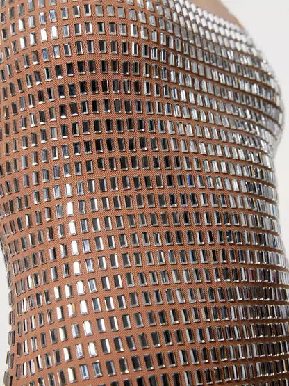 Brown Crystal-Embellished Stretch Gown - Dresses