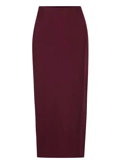 Burgundy Jacket with Gold Button front and Skirt Set Suits & Sets