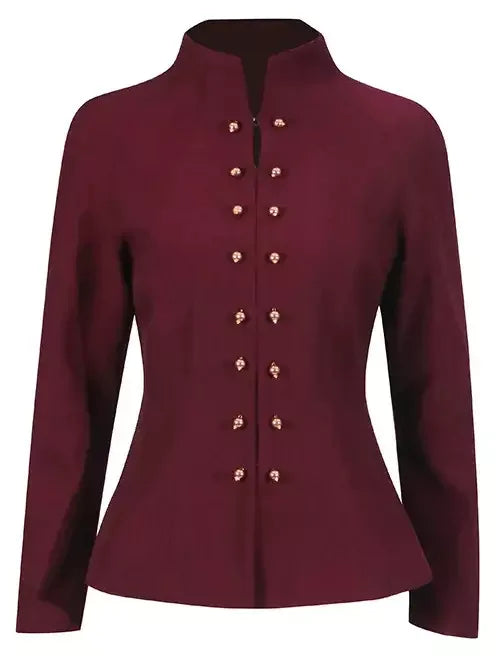 Burgundy Jacket with Gold Button front and Skirt Set Suits & Sets