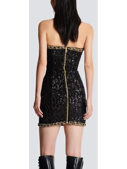 Bustier Dress with Sequin Embroidery - Branna Couture