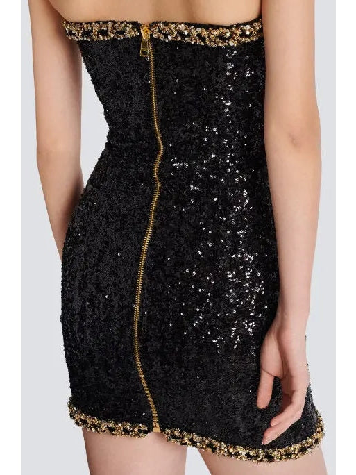 Bustier Dress with Sequin Embroidery - Branna Couture