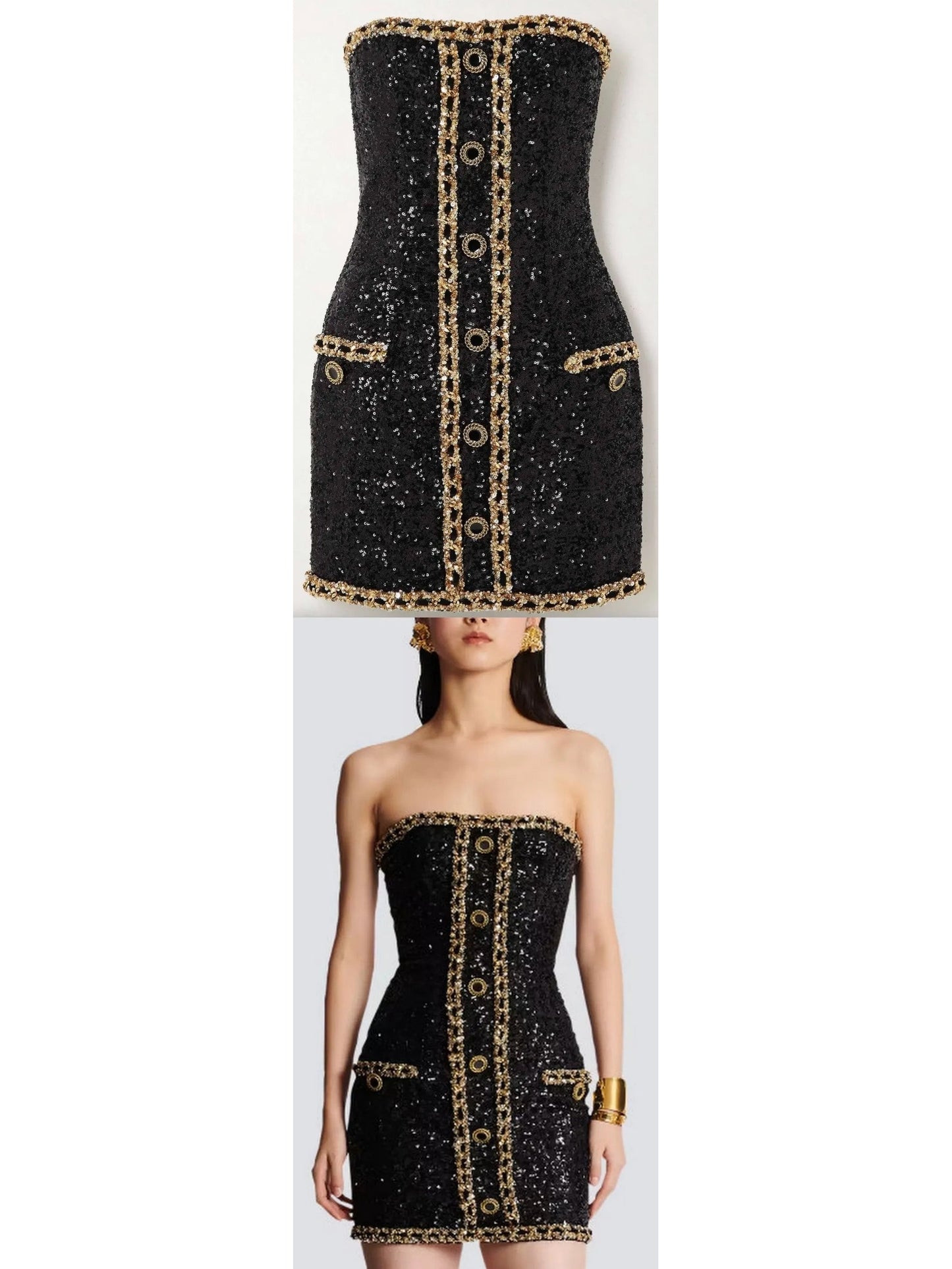 Bustier Dress with Sequin Embroidery - Branna Couture