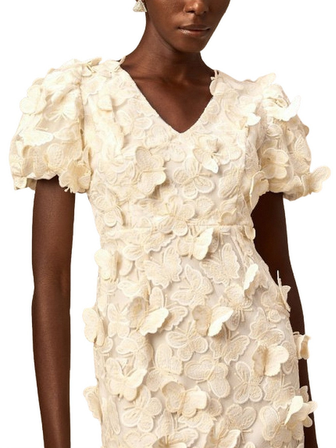 Butterfly-Appliques Puff-Sleeve Mini Dress - Dresses