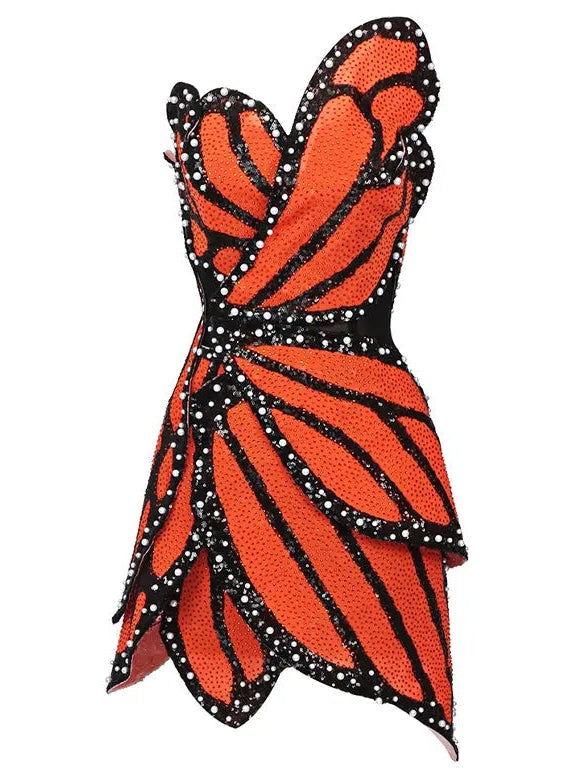 Butterfly Embellished Mini Dress - Branna Couture