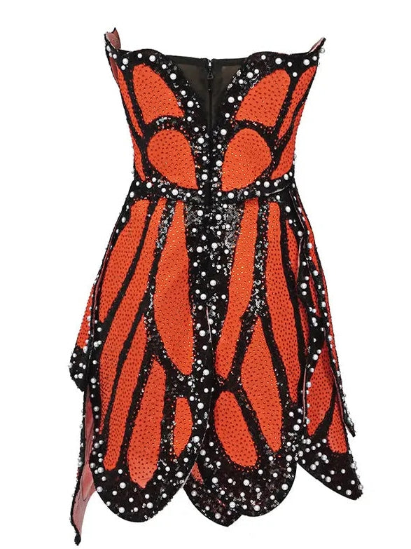 Butterfly Embellished Mini Dress - Branna Couture