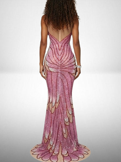 Butterfly-Motif Crystal-Embellished Sculptural Gown - Dresses