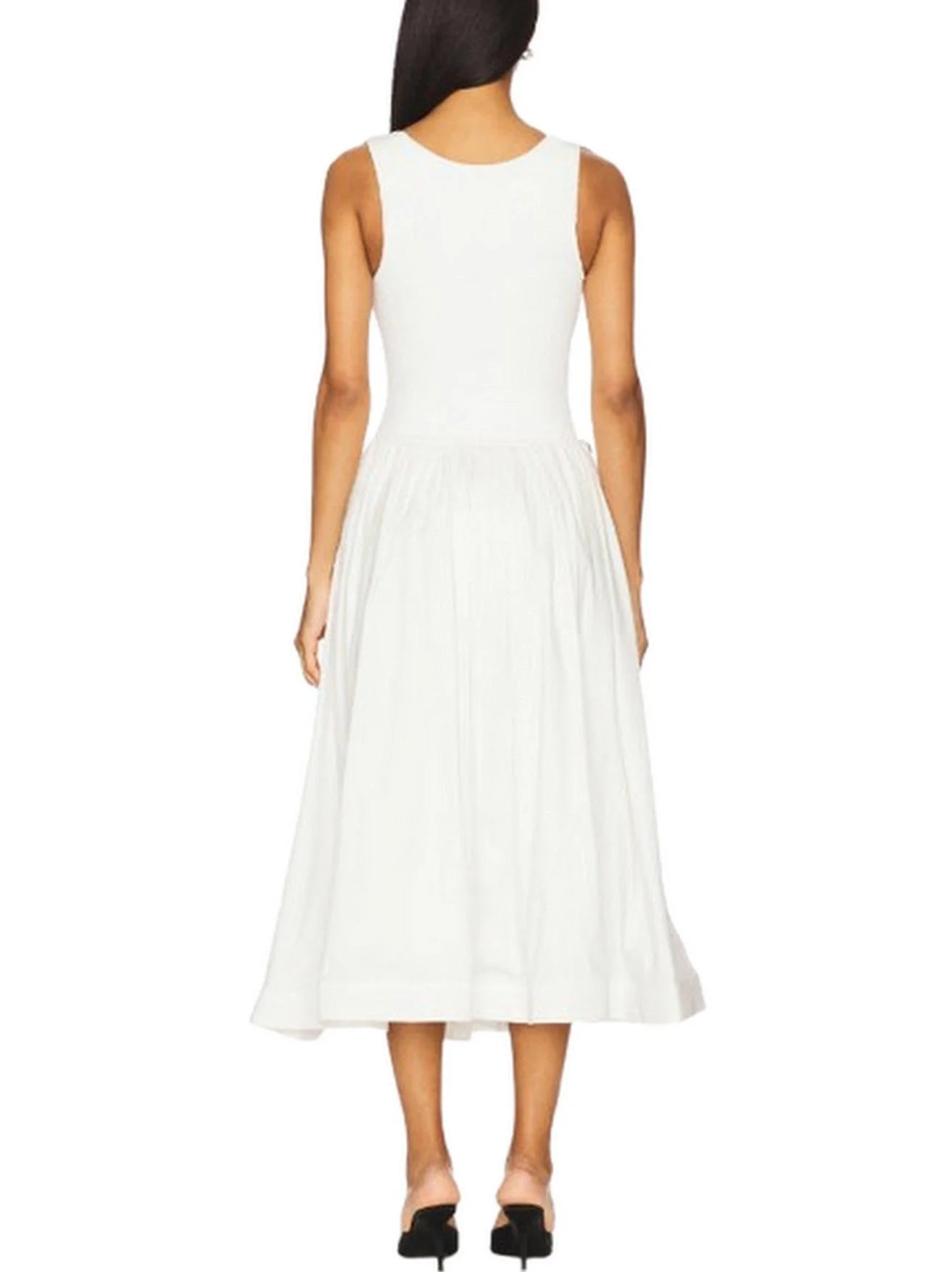 Butterfly Appliqued Knit White Fit & Flare Dress - Dresses