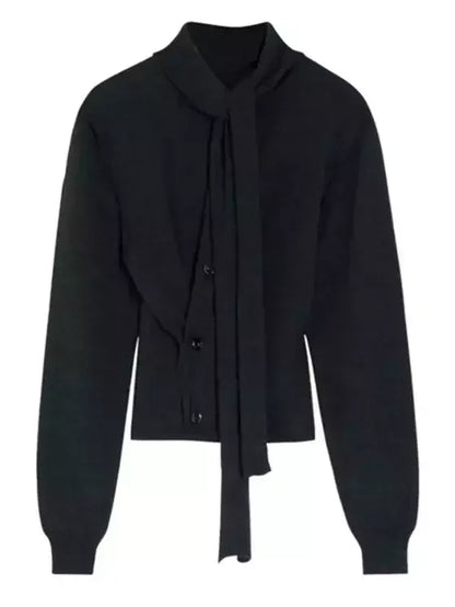 Buttoned Wool-Blend Cardigan with Scarf - Sweaters & Knitwear
