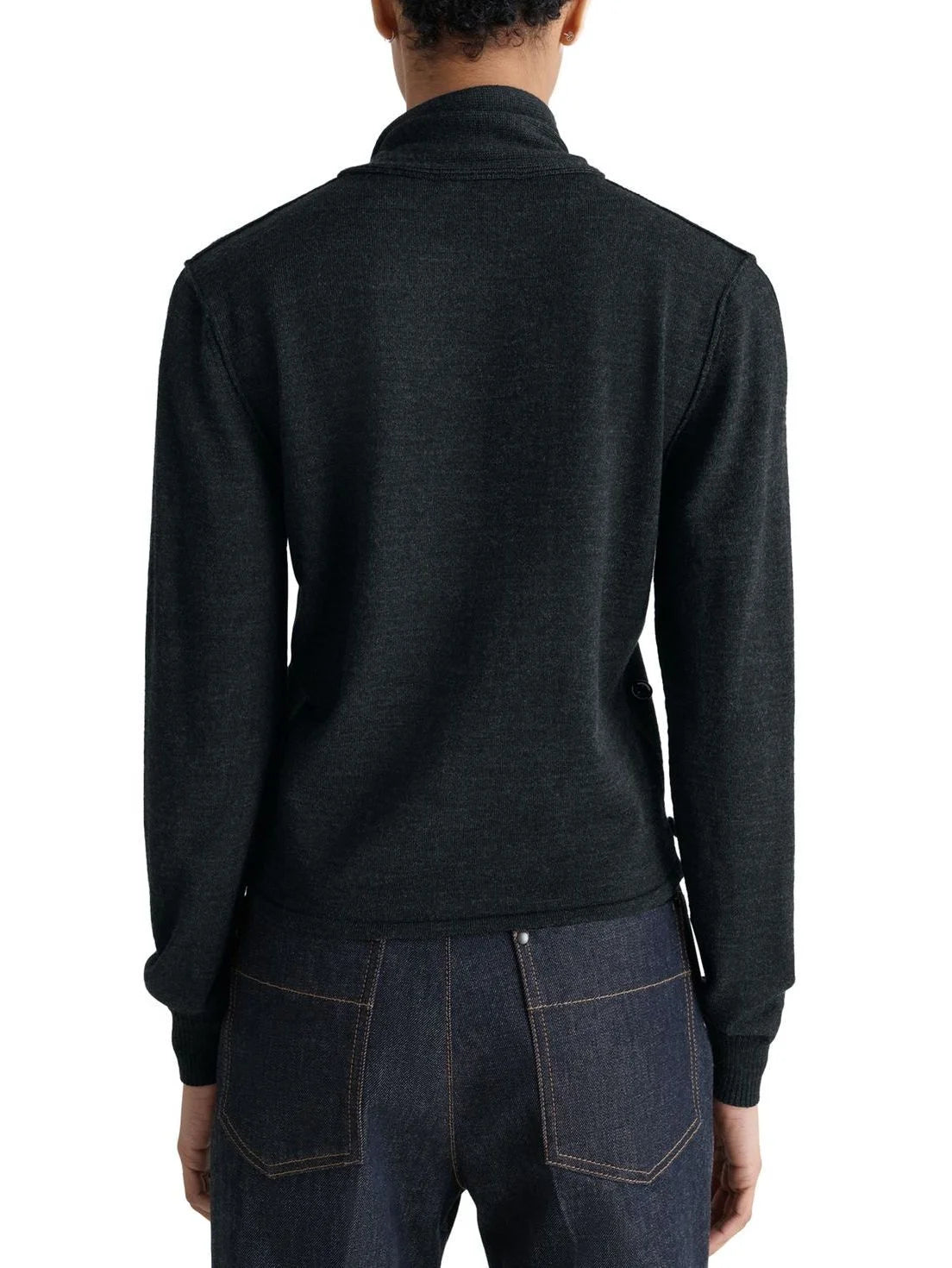 Buttoned Wool-Blend Cardigan with Scarf - Sweaters & Knitwear