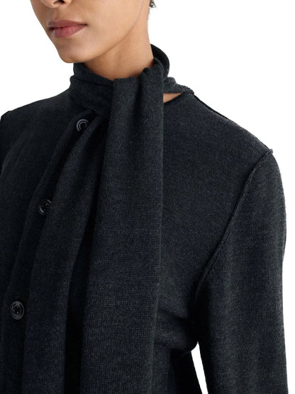 Buttoned Wool-Blend Cardigan with Scarf - Sweaters & Knitwear