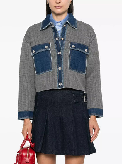 Cable Knit Denim Cardigan Jacket Branna Couture