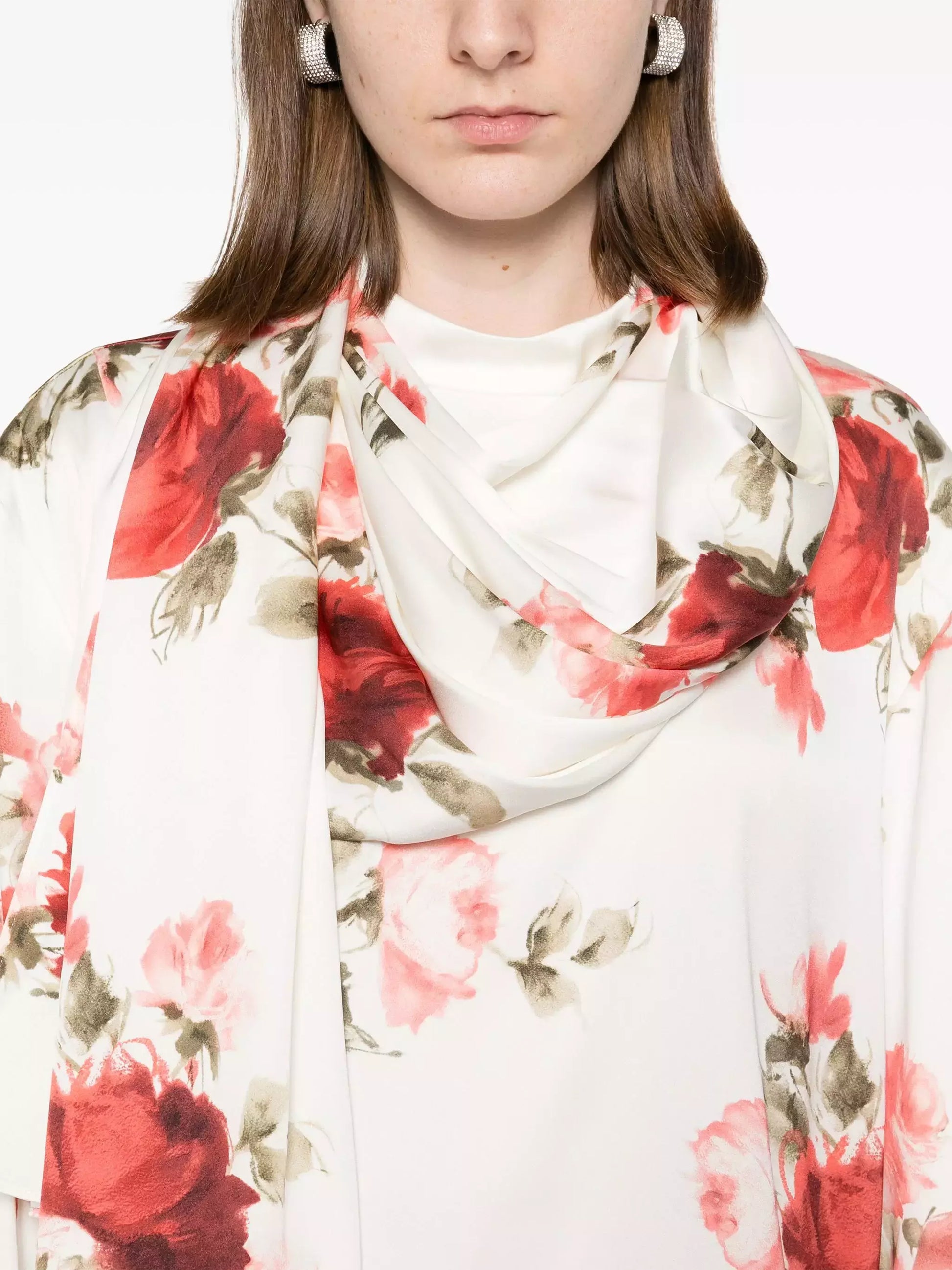 Cape-Effect Floral-Print Blouse Branna Couture