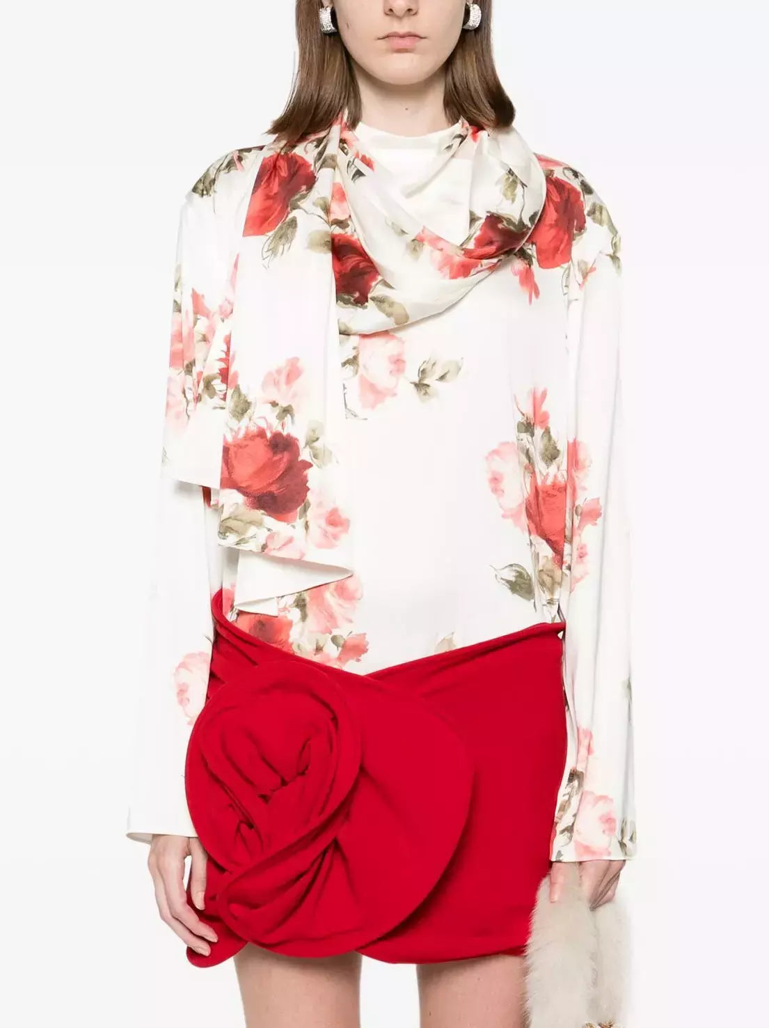 Cape-Effect Floral-Print Blouse Branna Couture