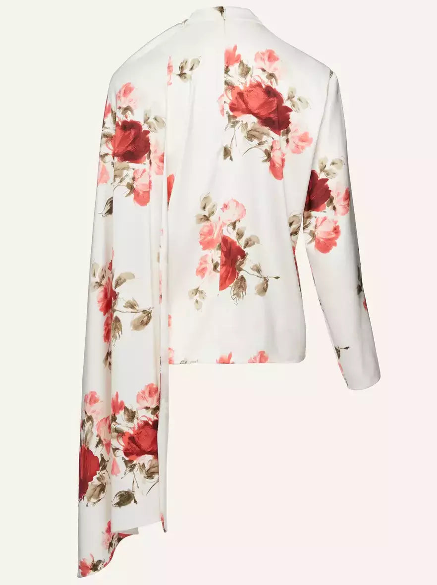 Cape-Effect Floral-Print Blouse Branna Couture