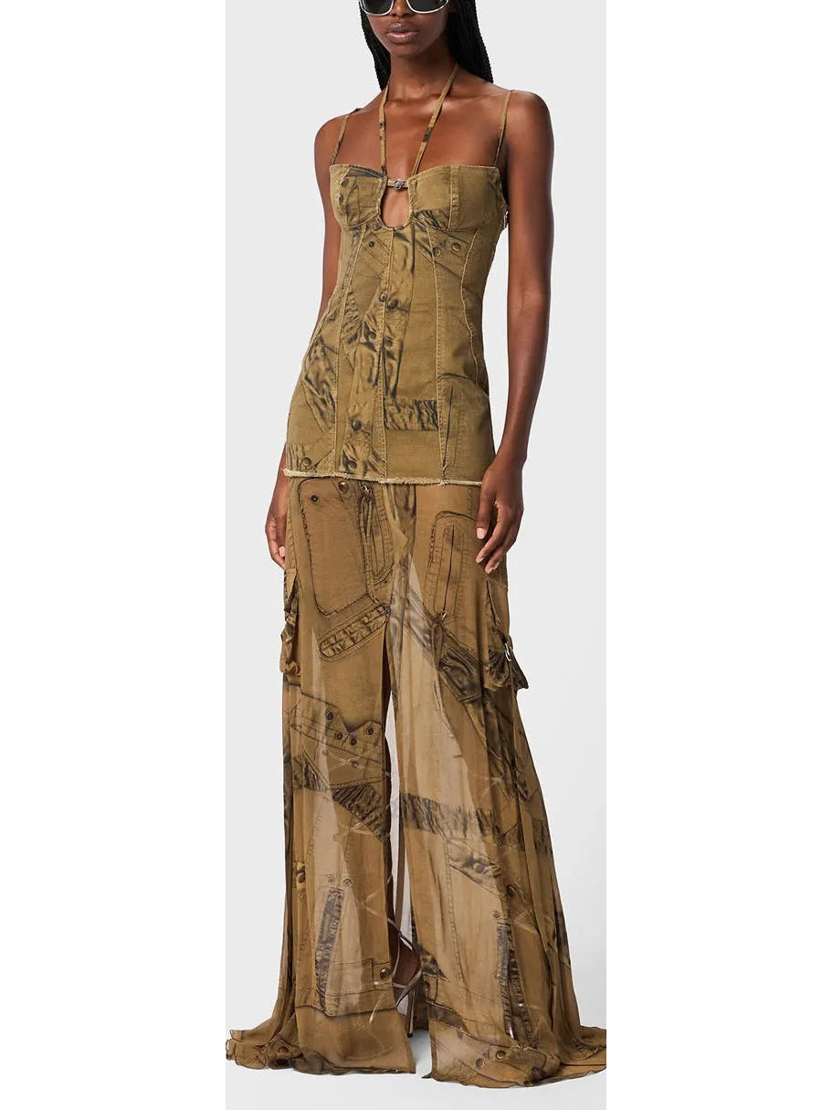 Cargo Patch-Print Long Dress - Branna Couture