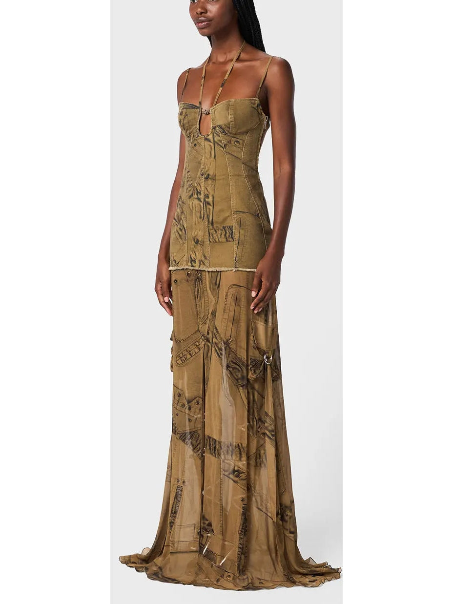 Cargo Patch-Print Long Dress - Branna Couture