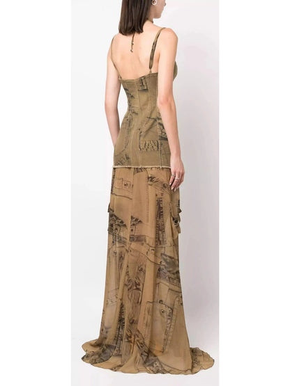 Cargo Patch-Print Long Dress - Branna Couture