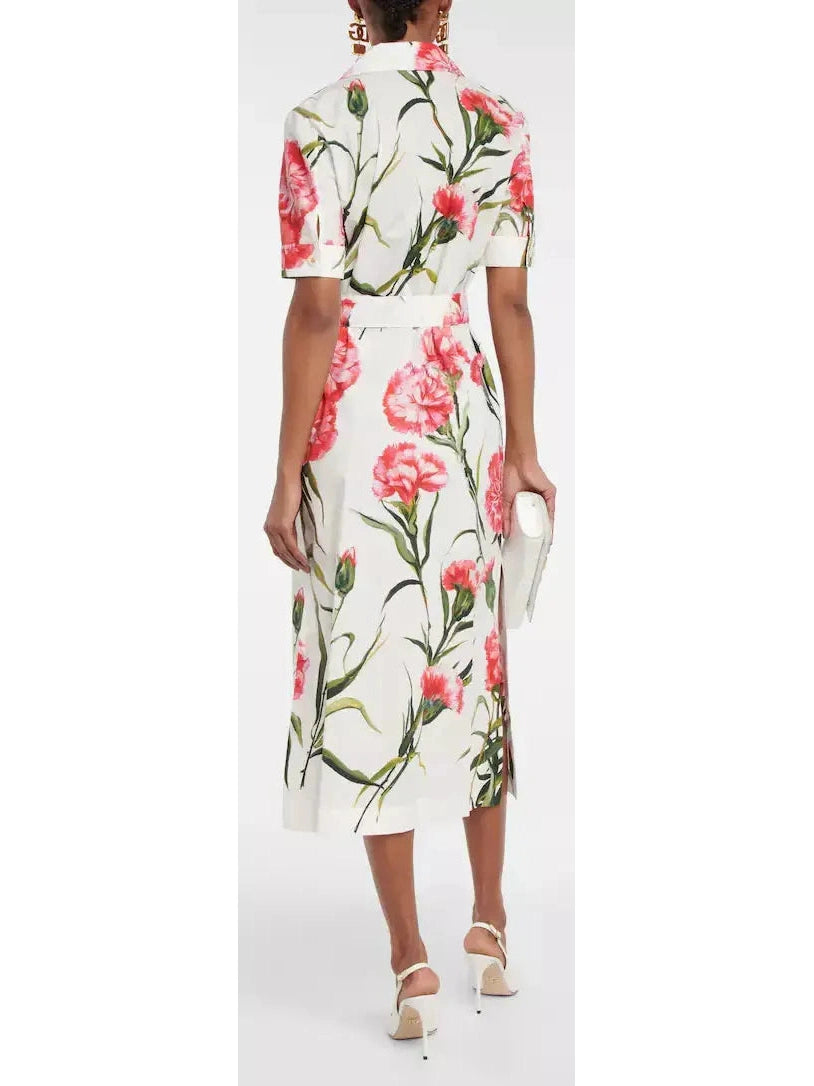 Carnation-Print Shirt Dress - Branna Couture