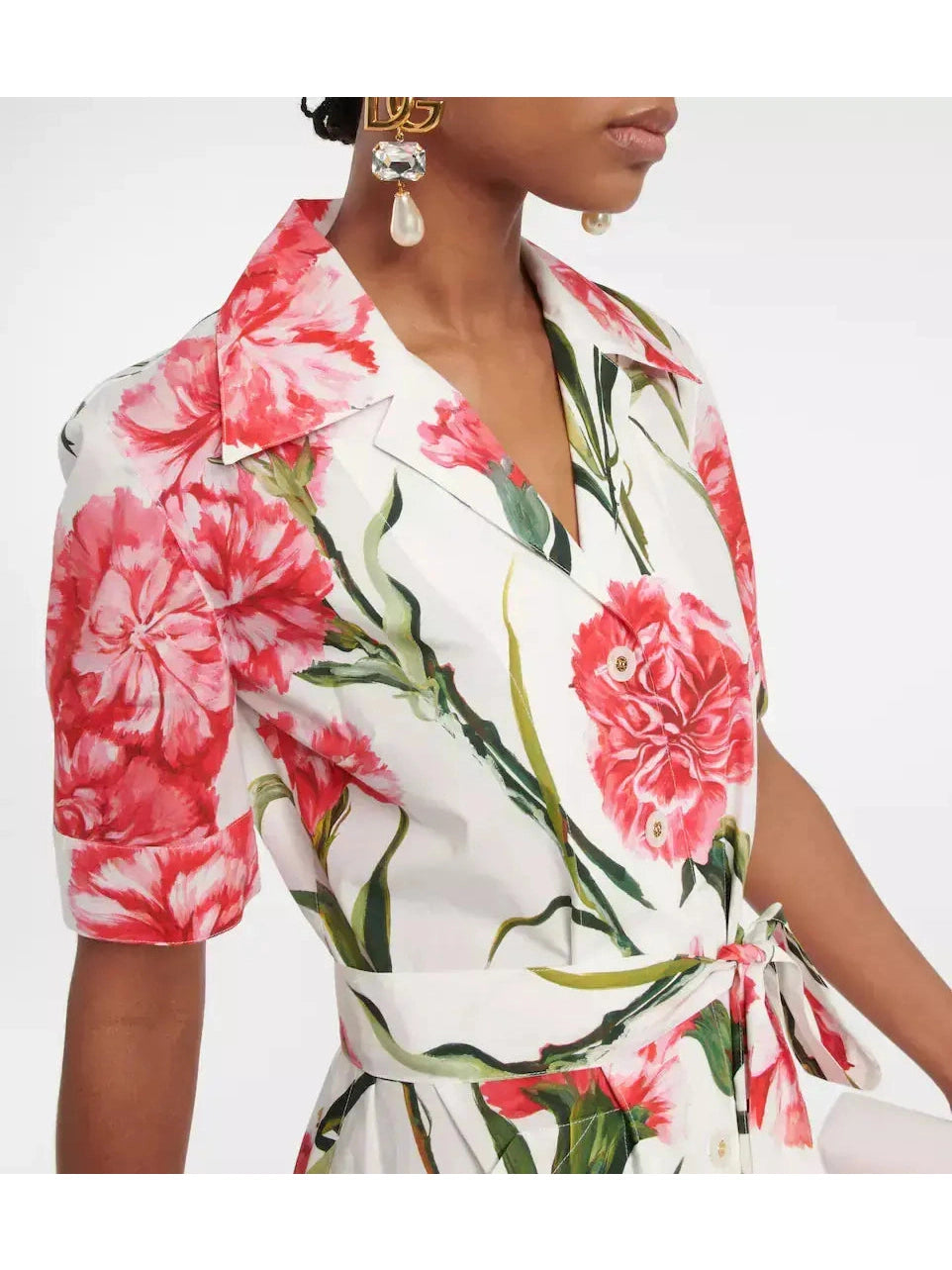 Carnation-Print Shirt Dress - Branna Couture