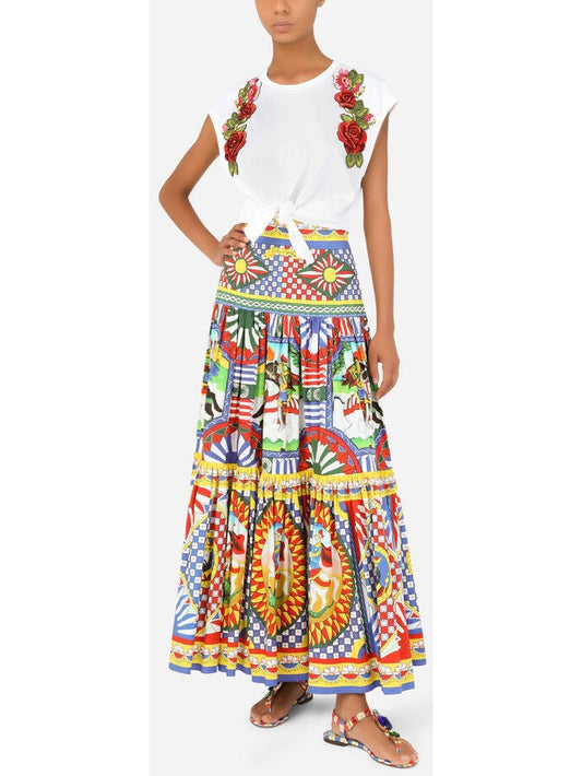 Carretto-Print Poplin Skirt - Branna Couture