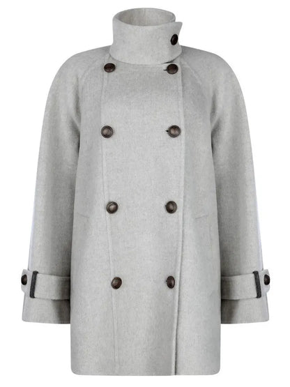 Double-Breasted Short Peacoat in Grey - Small - Coats