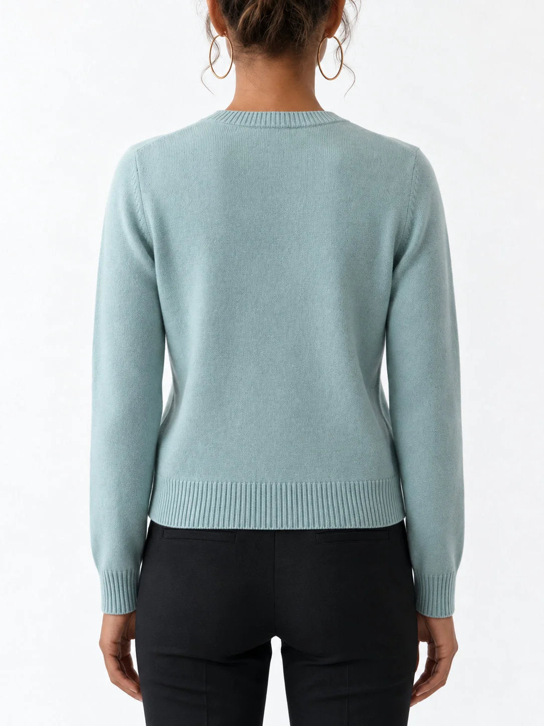 Cashmere Floral Motif Button Front Cardigan - Sweaters & Knitwear