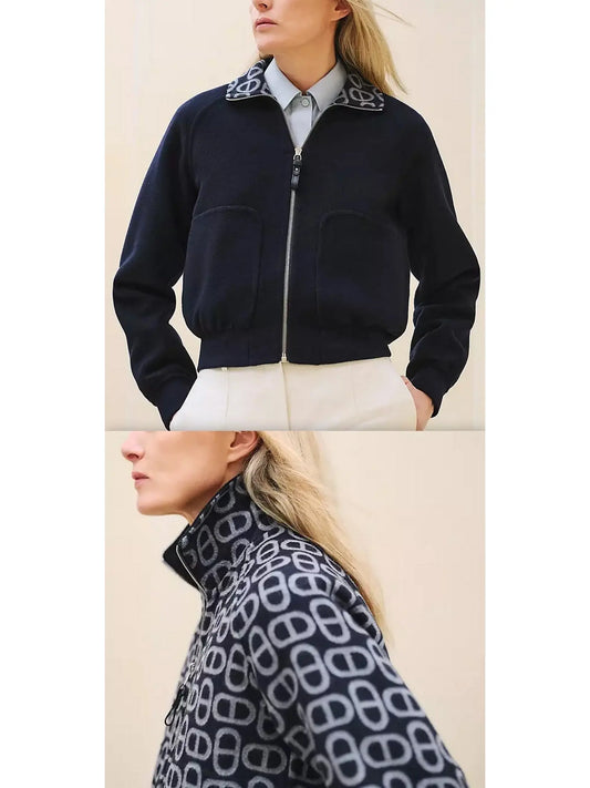 Chain Print Reversible Bomber Jacket - Branna Couture