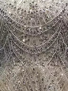 Champagne Fully Embellished Fit-and-Flare Mini Dress - Dresses