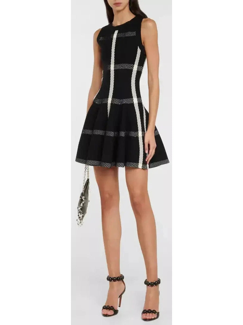 Check Knit Mini Dress - Branna Couture