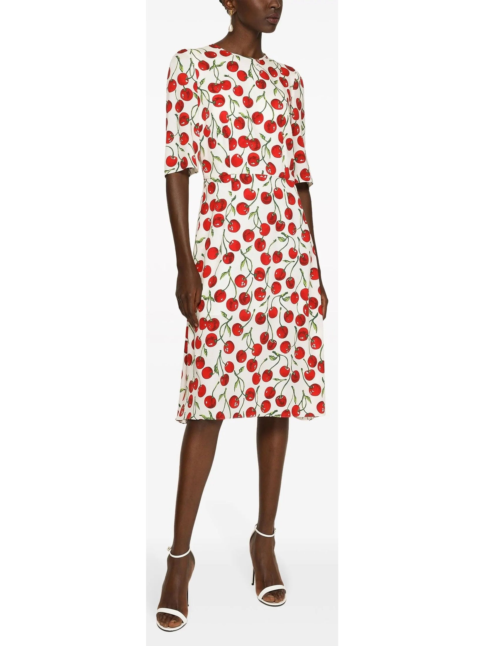 Cherry-Print Midi Dress - Branna Couture