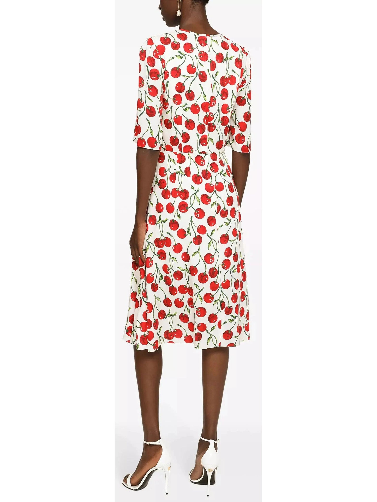 Cherry-Print Midi Dress - Branna Couture