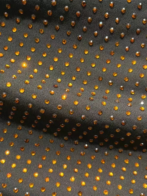 Chocolate Brown Crystal-Embellished Ruched Midi Dress - Dresses