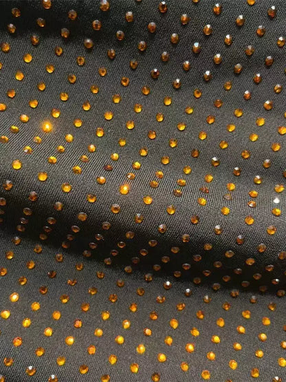 Chocolate Brown Crystal-Embellished Ruched Midi Dress - Dresses