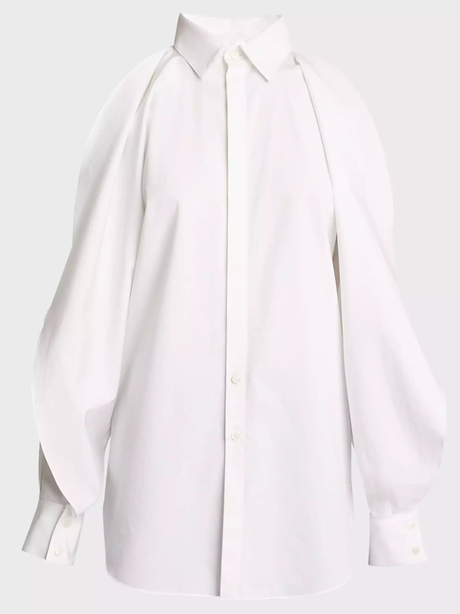 Cold-Shoulder White Cotton Shirt Branna Couture