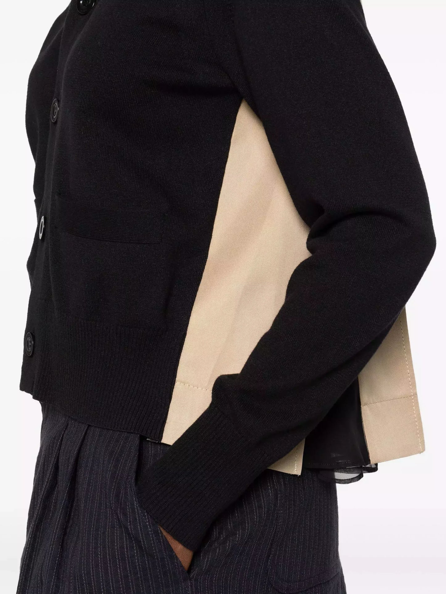 Color-Contrast Paneled Knit Cardigan Sweater - Sweaters & Knitwear