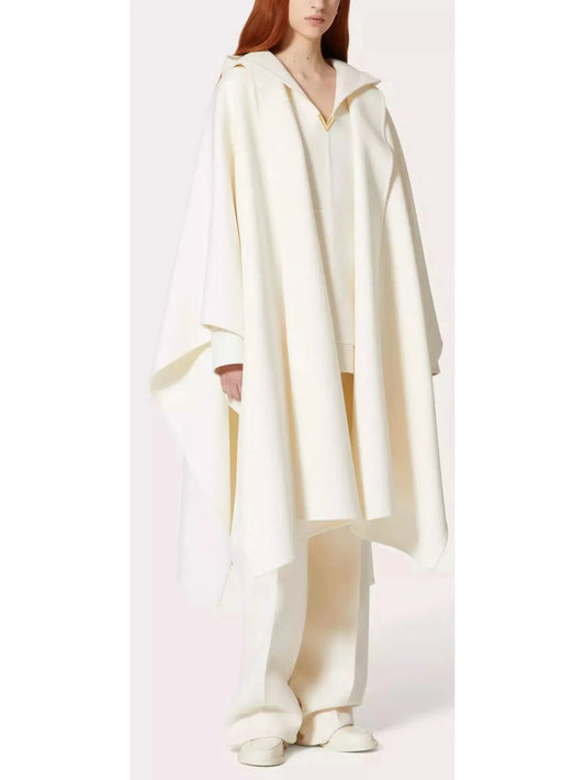 Compact Wool and Cashmere Cape Coat - Branna Couture