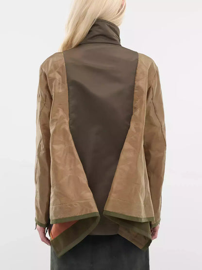 Contrast Draped Cargo-Pocket Nylon Jacket