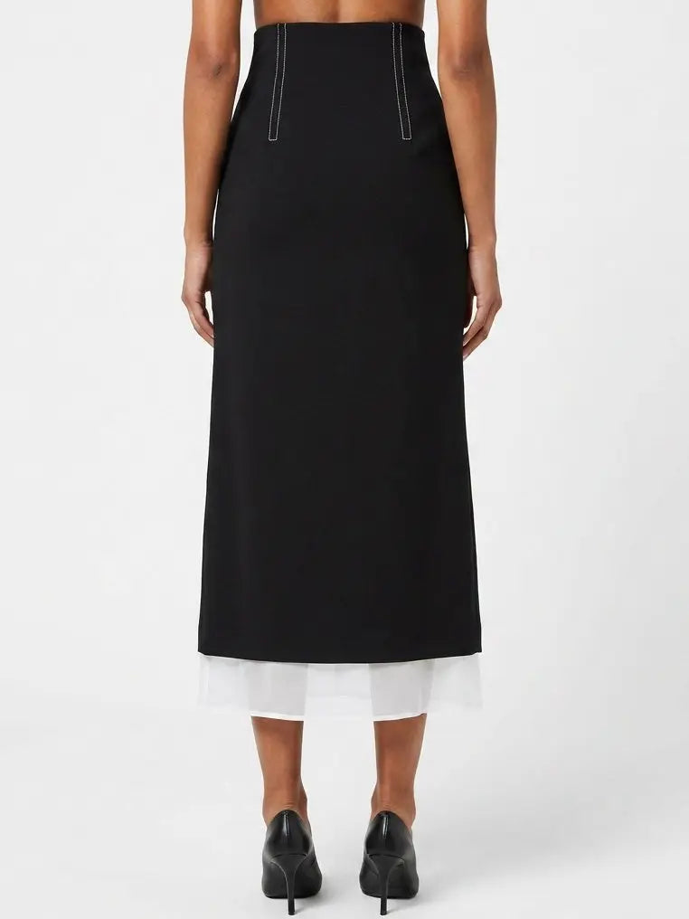 Contrast Layer Midi Skirt with Side Slits - Skirts