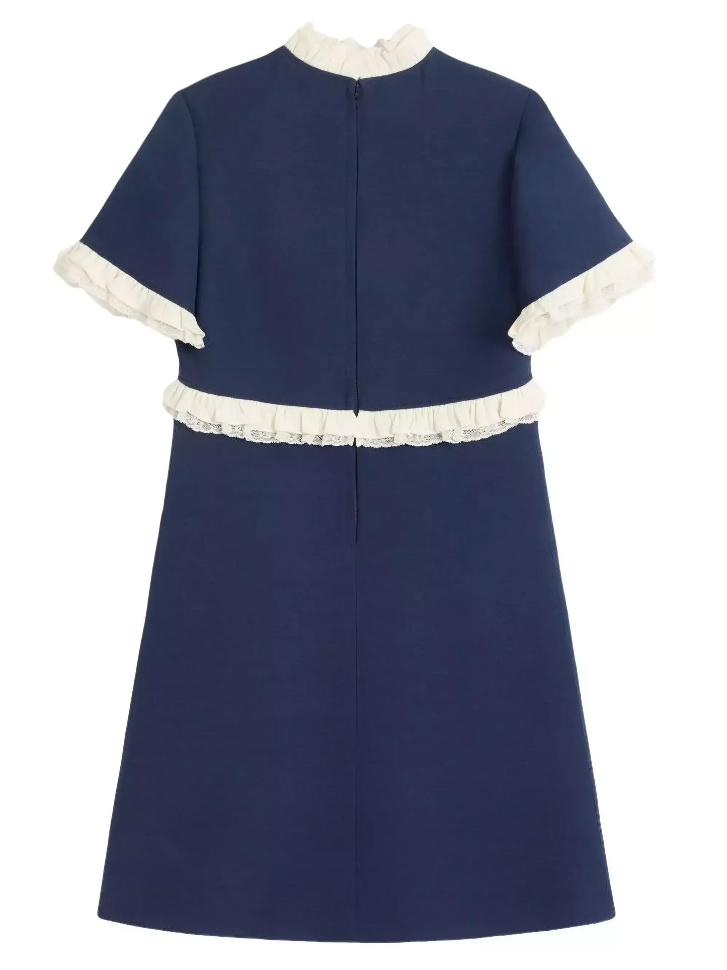 Contrasting Ruffle-Trim Crepe Mini Dress - Dresses