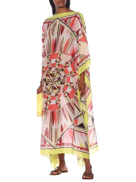 Corallo Printed Beach Chiffon Kaftan - Branna Couture