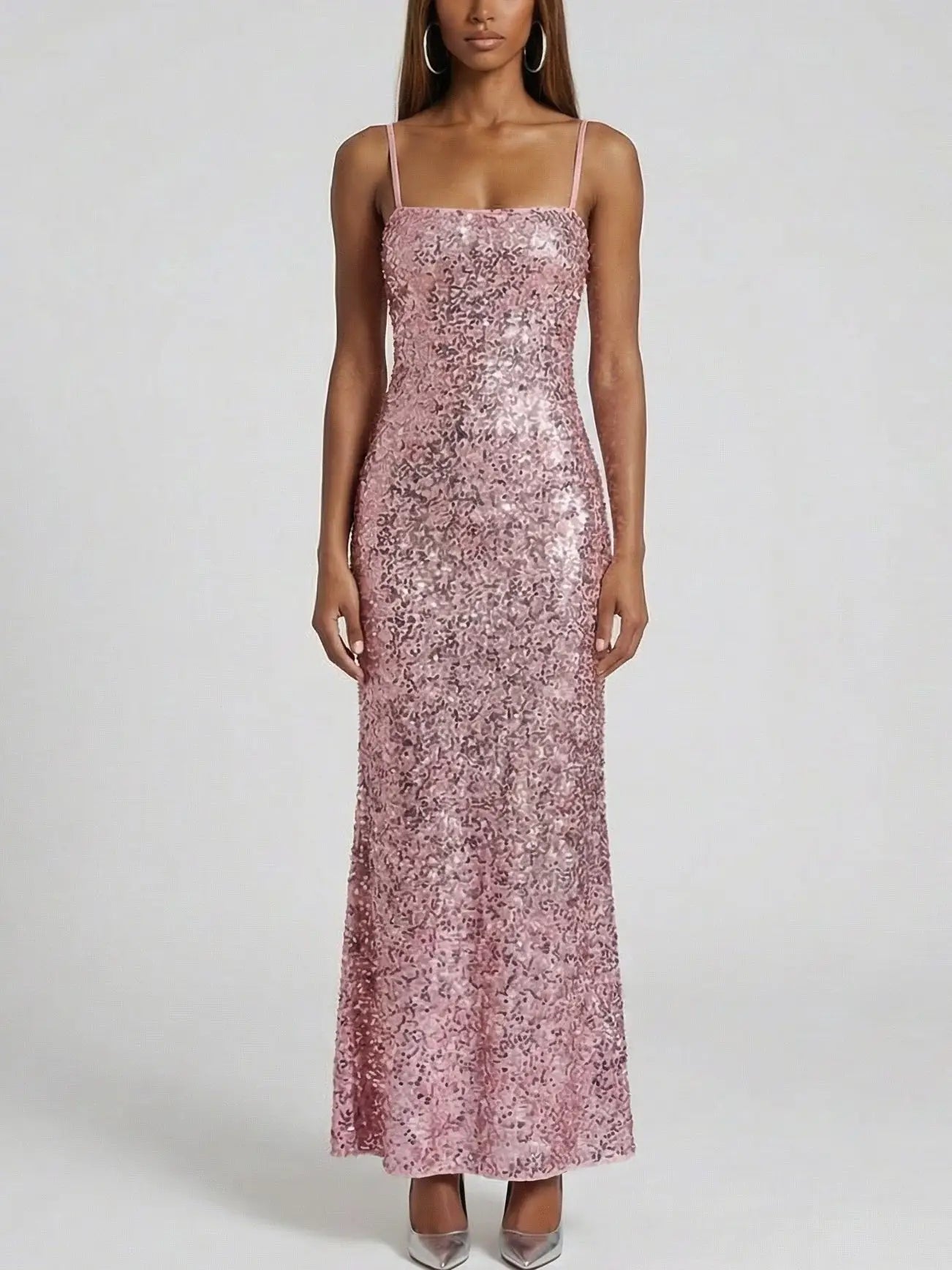 Corded Sequin Maxi Dress with Cropped Cardigan - Dresses