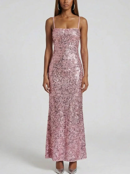 Corded Sequin Maxi Dress with Cropped Cardigan - Dresses