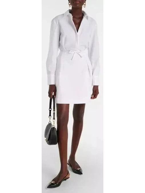 Cotton Poplin Shirt Dress in White - Branna Couture