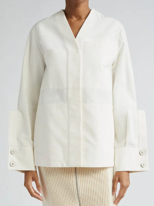 Cotton Raised Placket Utility Shirt-Jacket - Branna Couture