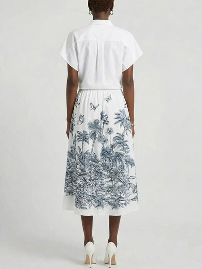 Cotton Tropical Toile Top and Skirt Set - Suits & Sets