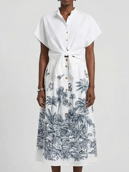 Cotton Tropical Toile Top and Skirt Set - Suits & Sets