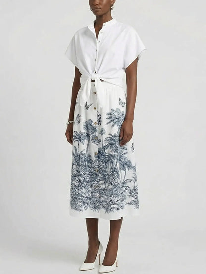 Cotton Tropical Toile Top and Skirt Set - Suits & Sets