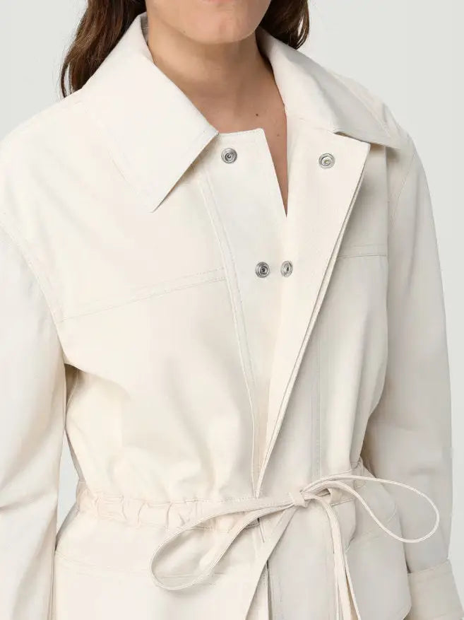 Cotton Twill Jacket with Leather Drawstrings - Jackets