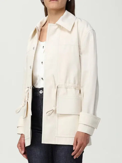 Cotton Twill Jacket with Leather Drawstrings - Jackets